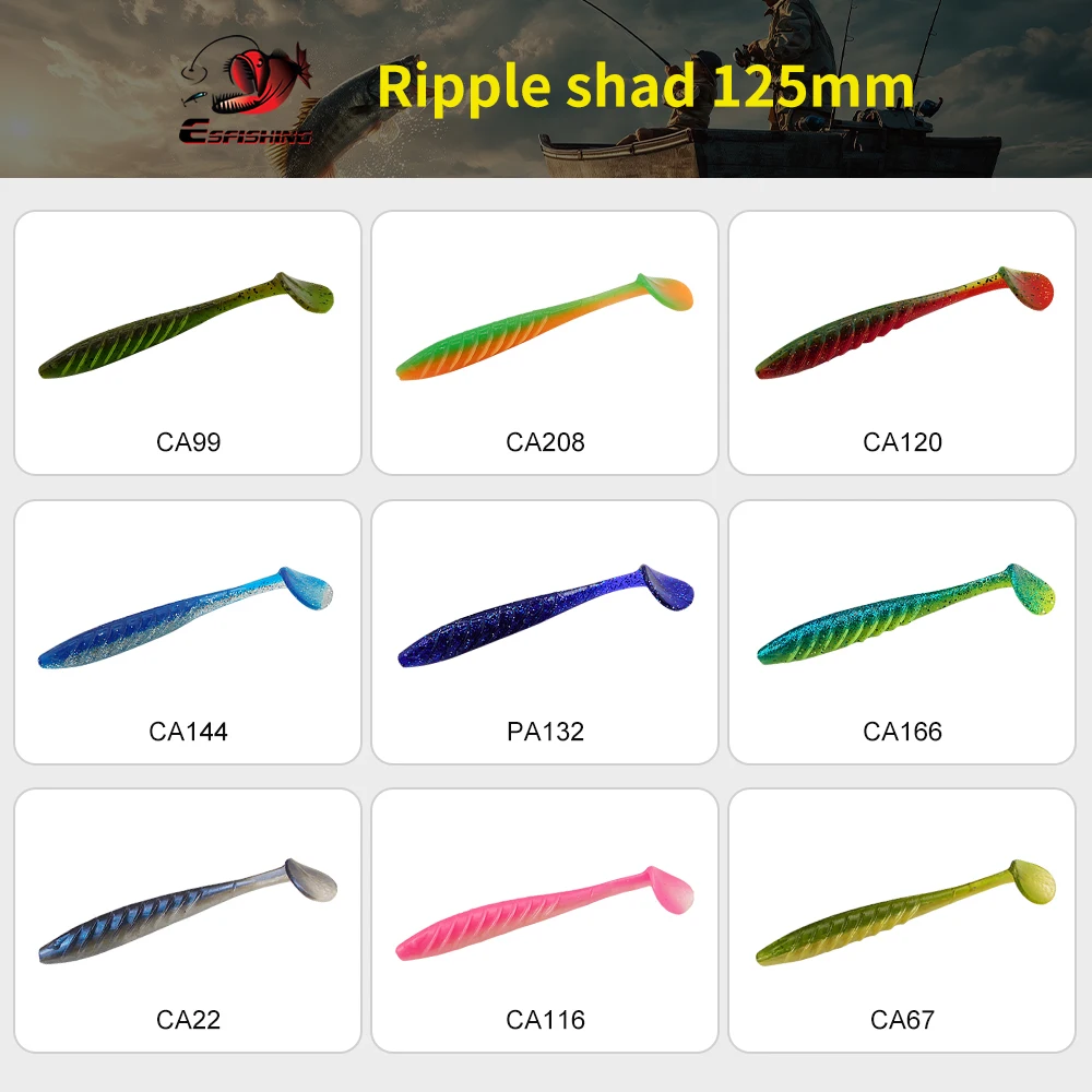 ESFISHING Angelköder Ripple Shad 100mm 125mm 70mm Weicher SwimBait Meeresangeln Plastikköder Hecht Barsch Pesca – Detail 7