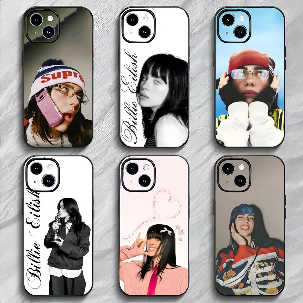 Funda para Teléfono b-Billie Eilish, Estilo Pop Alternativo, Negra Mate, Delgada, Anticolisión, para iPhone 17, 16, 15, 14 Pro Max