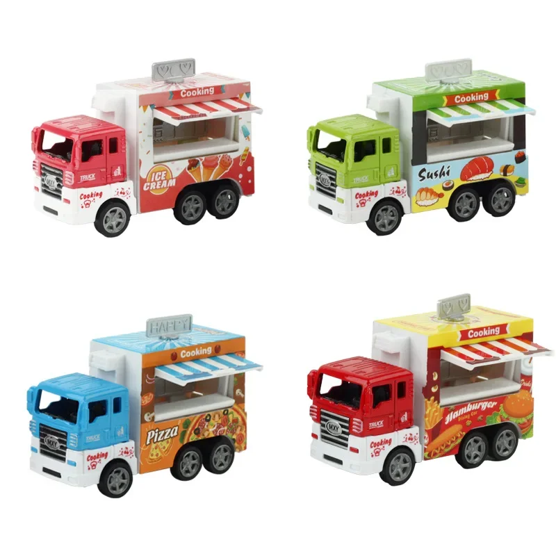 Cute lega Dessert Truck Toys 8CM Cooking Ice Cream Pizza Hamburger Pull-back modello di auto giocattoli decorazione ornamenti per bambini adulti