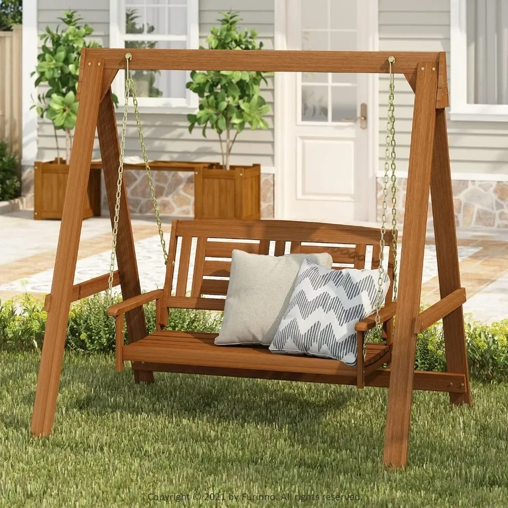 Outdoor Garden Swings Tioman Hardwood Patio / Garden / Outdoor 4ft Porch Swing Natural 2 Seater With Stand Furniture Complete