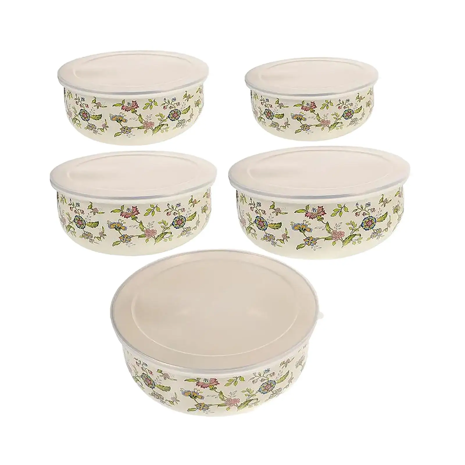 Mistura Bowl Set com tampas herméticas, Food Storage Container, Talheres, versátil assentamento Bowls, Food Serving Container, 5 PCs