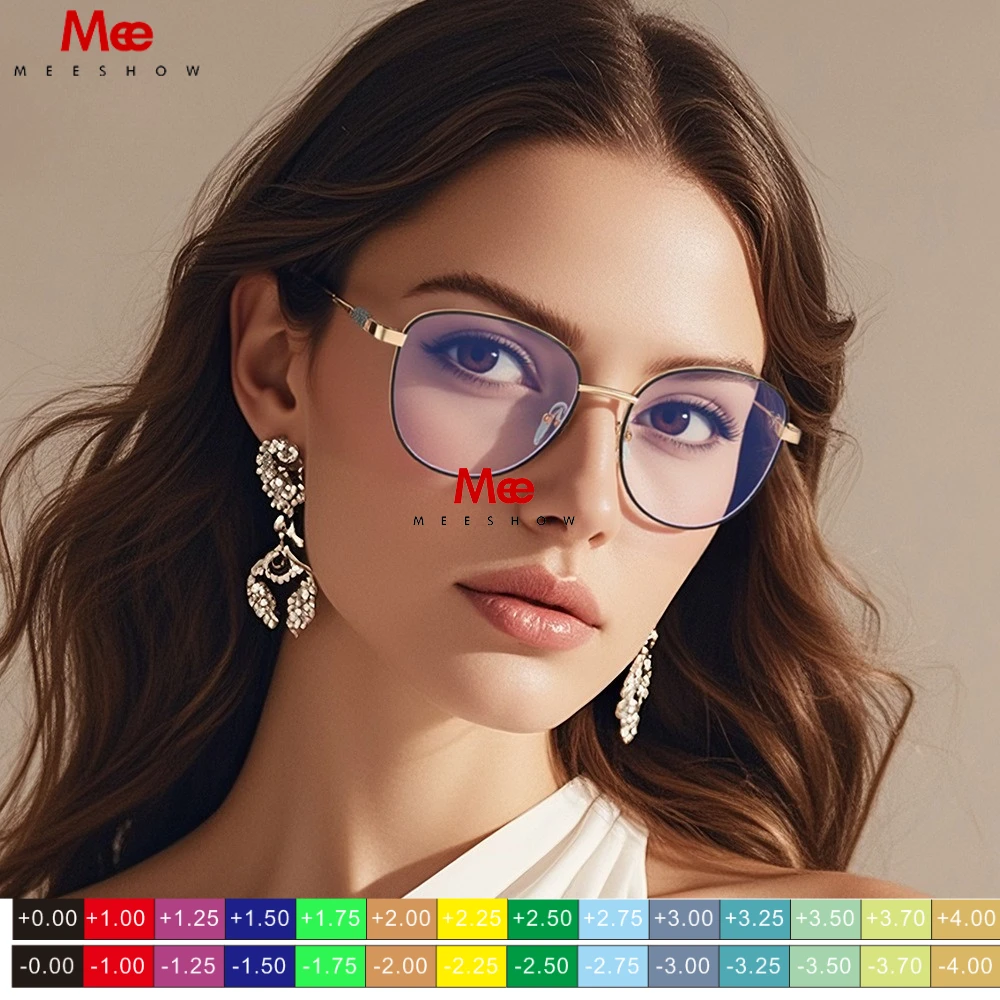 Meeshow Round Prescription Women Reader Eyeglasses Reading Glasses Full Rim Lady Frame Myopia Anti blue Ray Customized Eyewear