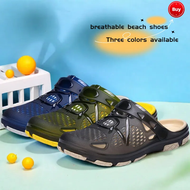 Casual Men Slippers Fashion Sandals Anti Slip Soft Cushion Slides Breathable Color Blocking Summer Outdoor Beach Walking Shoes