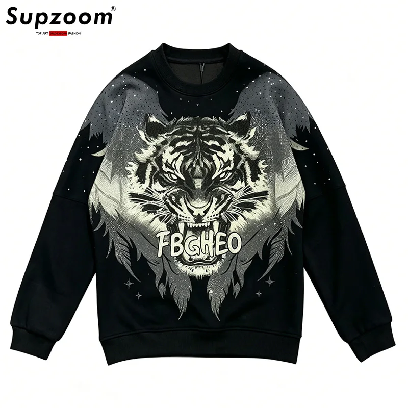 

Supzoom New Arrival Hot Sale Brand Top Fashion Wings Drills Tiger Casual Cotton O-neck Full Hip Hop Men Sweatshirt