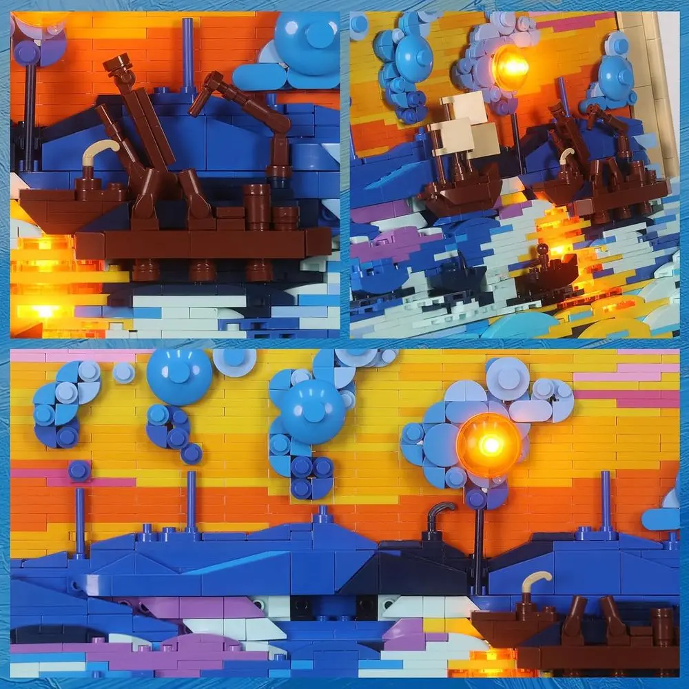 Kit blocco artistico Sunrise con impressione illuminata premium per adulti - Elegante decorazione da parete e regalo da collezione