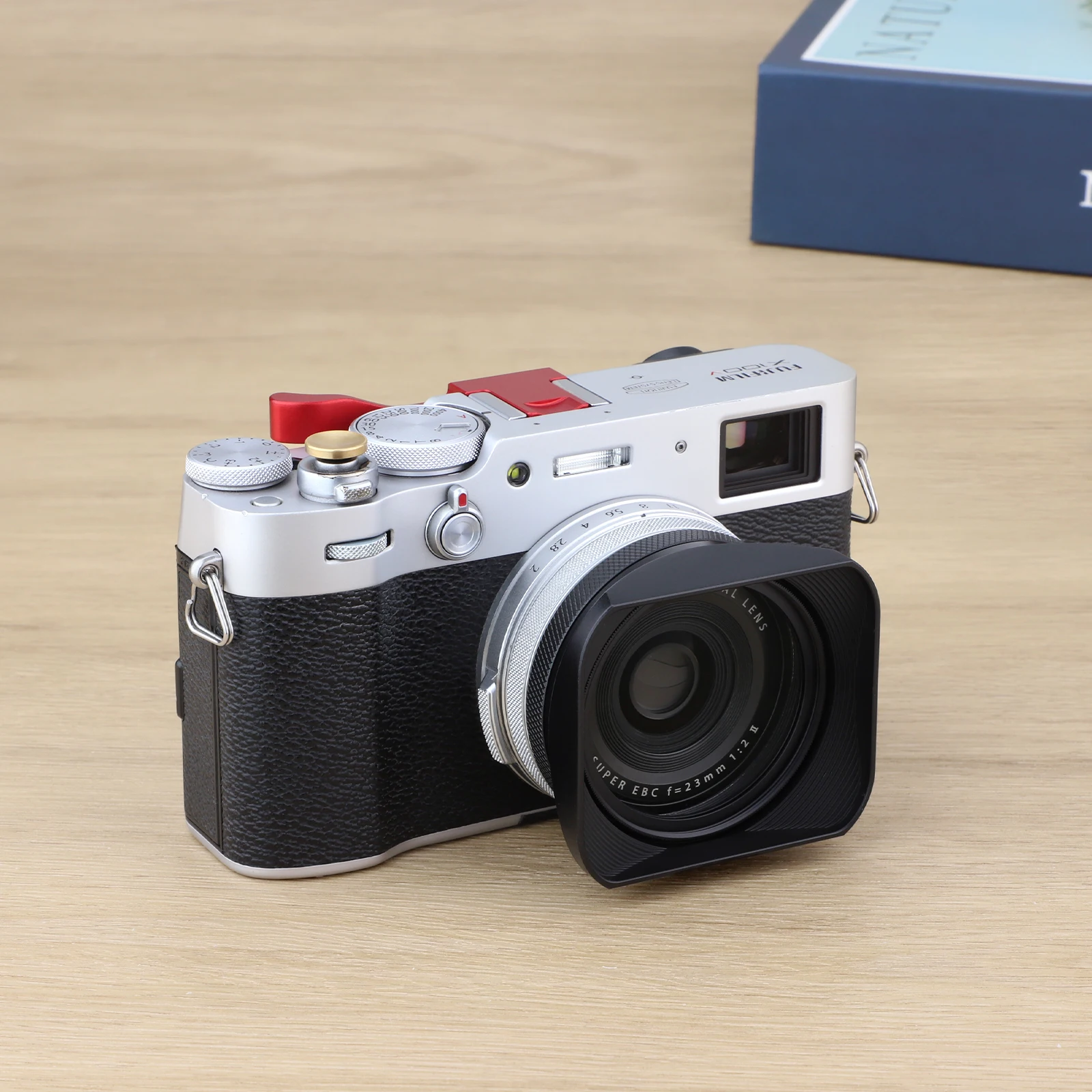 Квадратная металлическая бленда Haoge с крышкой и переходном кольцом 49 мм для камеры Fuji X100VI X100V X100F X100T X100S X100 X70, черная