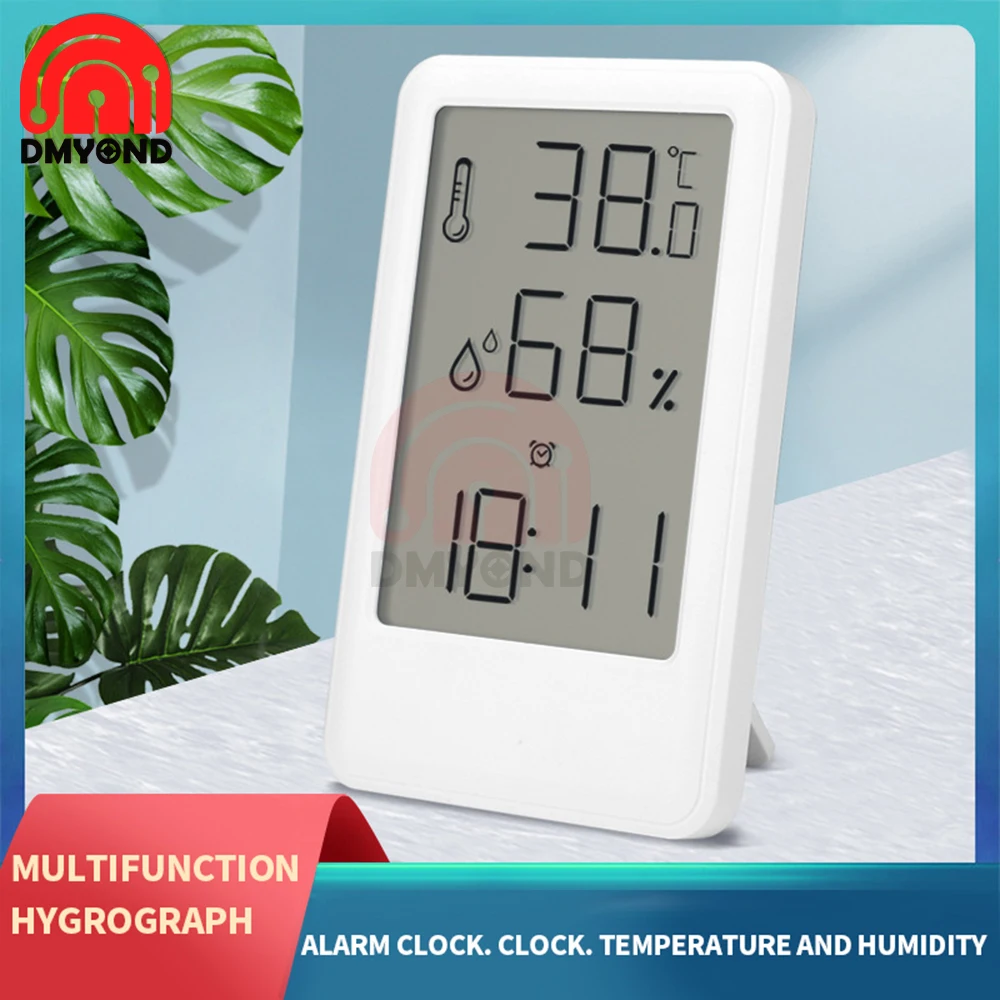 -50℃~70℃ Home Indoor LCD Digital Temperature and Humidity Meter Time Temperature Humidity Display Thermometer Alarm Clock