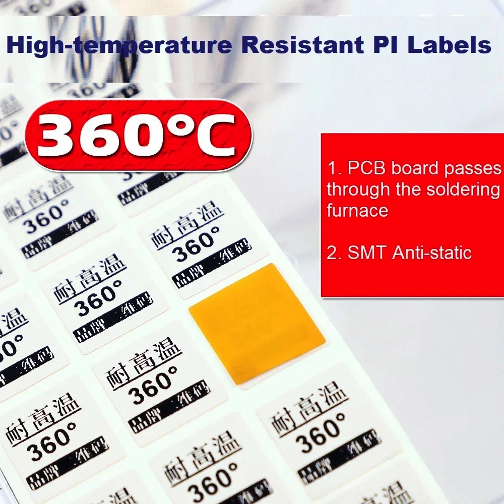 High-temperature resistant PI self-adhesive PCB board soldering furnace circuit board barcode sticker anti-static SMT labels