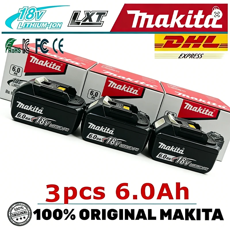 Bateria 6Ah Makita Oryginalna litowo-jonowa bateria akumulatorowa 18V, zamiennik baterii BL1860 BL1830 BL1850 BL1860B