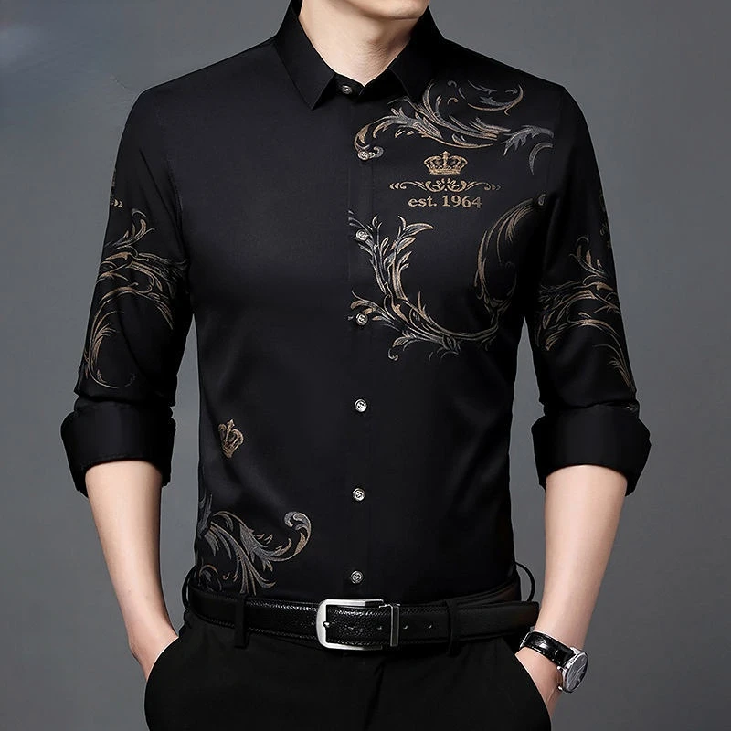 Fashion Men Long Sleeve Business Shirt Spring Autumn Thin Streetwear Smart Casual Korean New Button Male Clothes Loose Tops 2023