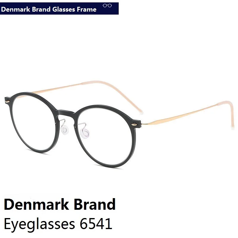 Denmark Brand Retro Round Glasses Frame Men Screwless Ultralight Eyewear Myopia Prescription Optical Titanium Eyeglasses 6541