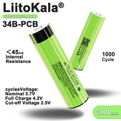 LiitoKala 34B-PCB NCR18650B 18650 3400mAh battery 3.7V Li-ion rechargeable battery PCB Protected+Free Shopping