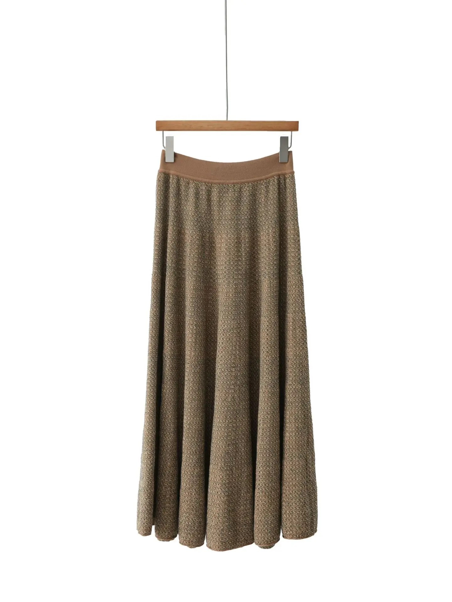 2026 Autumn New Arrival Cashmere Jacquard Stand Collar Jacket With High Waist Flared Skirt Retro Style Women'S Suit
