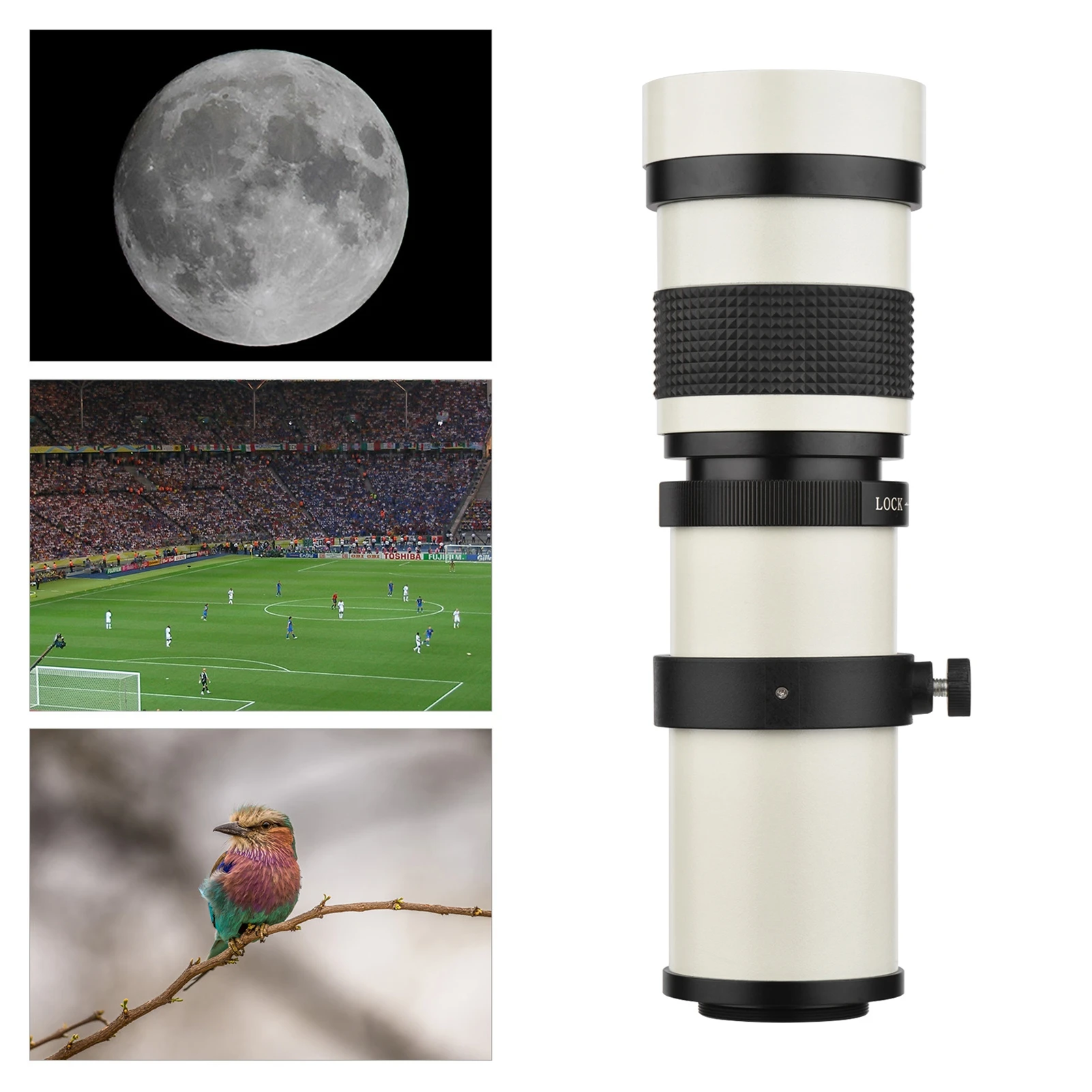 

Camera MF Super Telephoto Zoom Lens F/8.3-16 420-800mm T Mount with Adapter Ring Universal 1/4 Thread Replacement for Canon