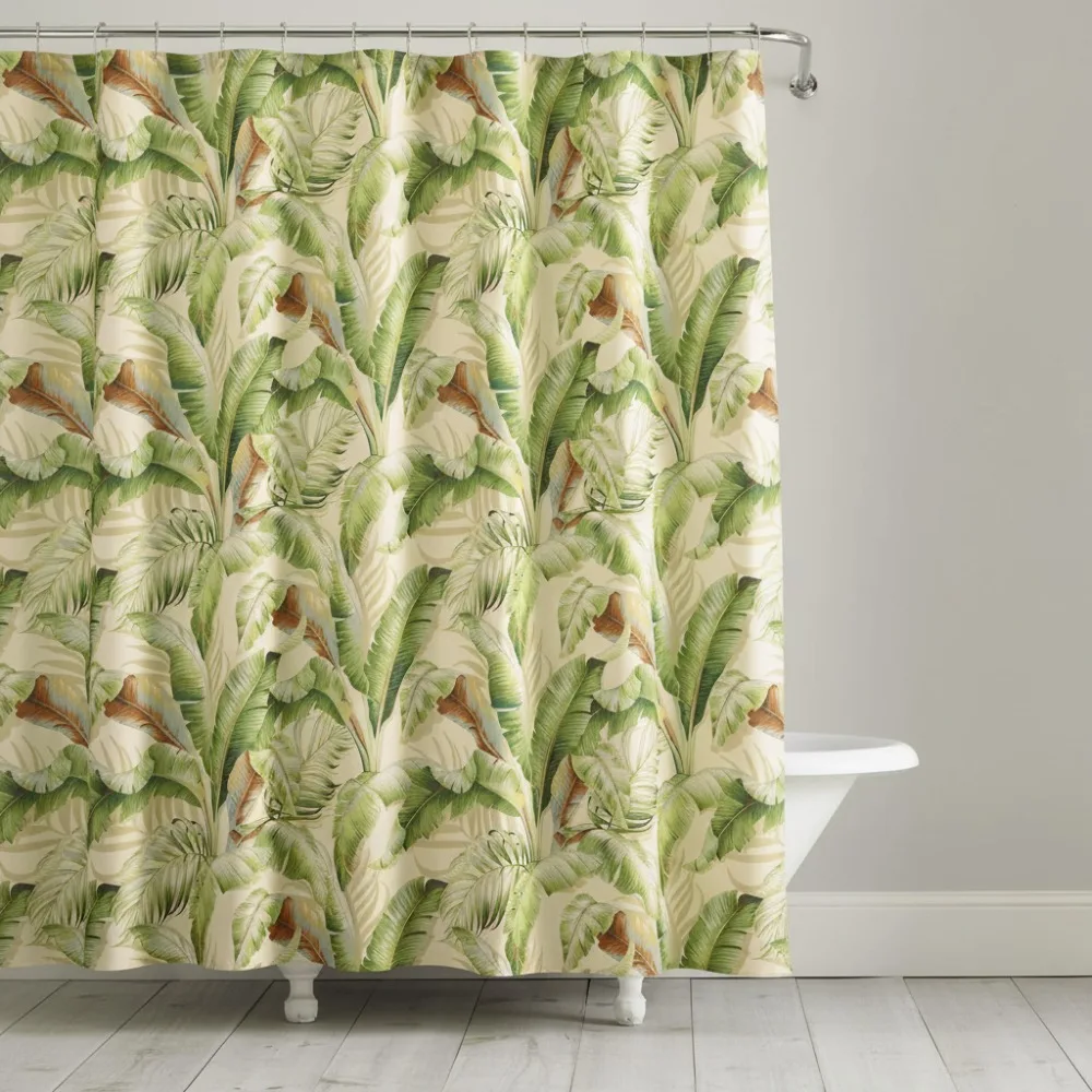 

Tropical Cotton Shower Curtain, Lightweight Durable Design with Hook Holes for Bathroom Decor (Green, 72x84 Inches)