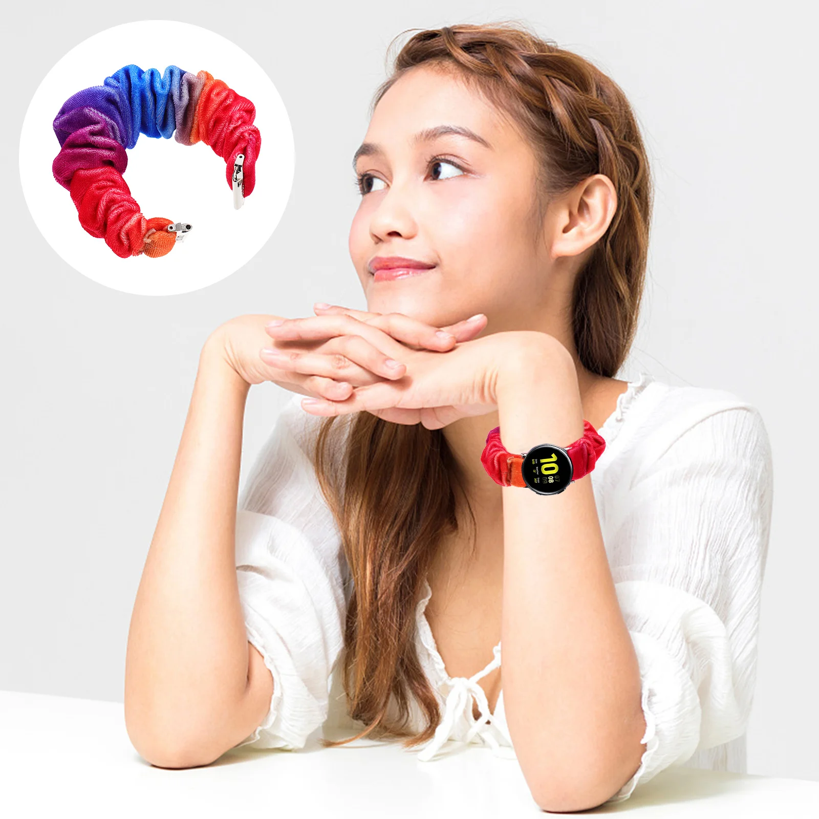 

20mm Scrunchie Watchband Replacement No Buckle Unique Experience for Exercise Time Smart Bracelet Watchband Watch Strap