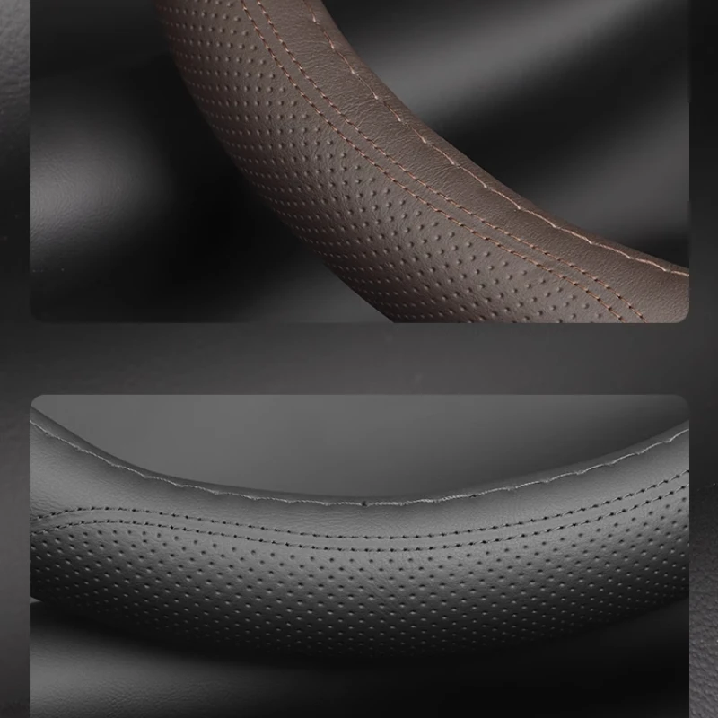 For KIA Sonet 2024 Leather Car Steering Wheel Cover Ultra-Thin Anti-Slip Sweat Absorbing Four Season Universal Car Accessories