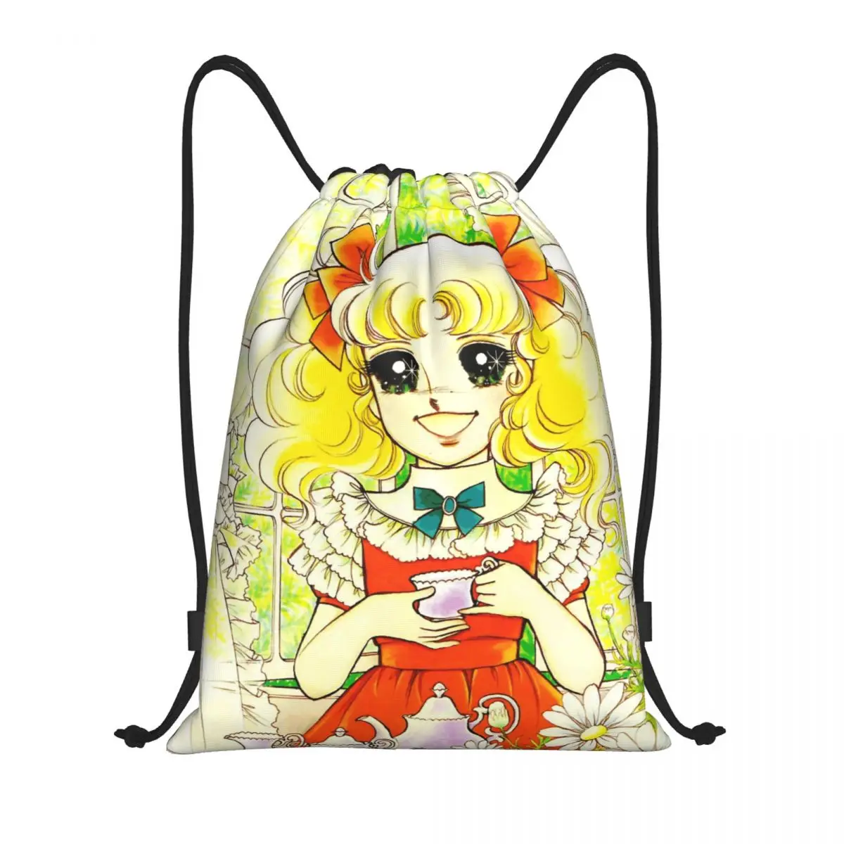 Candy Candy Manga Drawstring Backpack Sports Gym Sackpack Water Resistant String Bag for Yoga