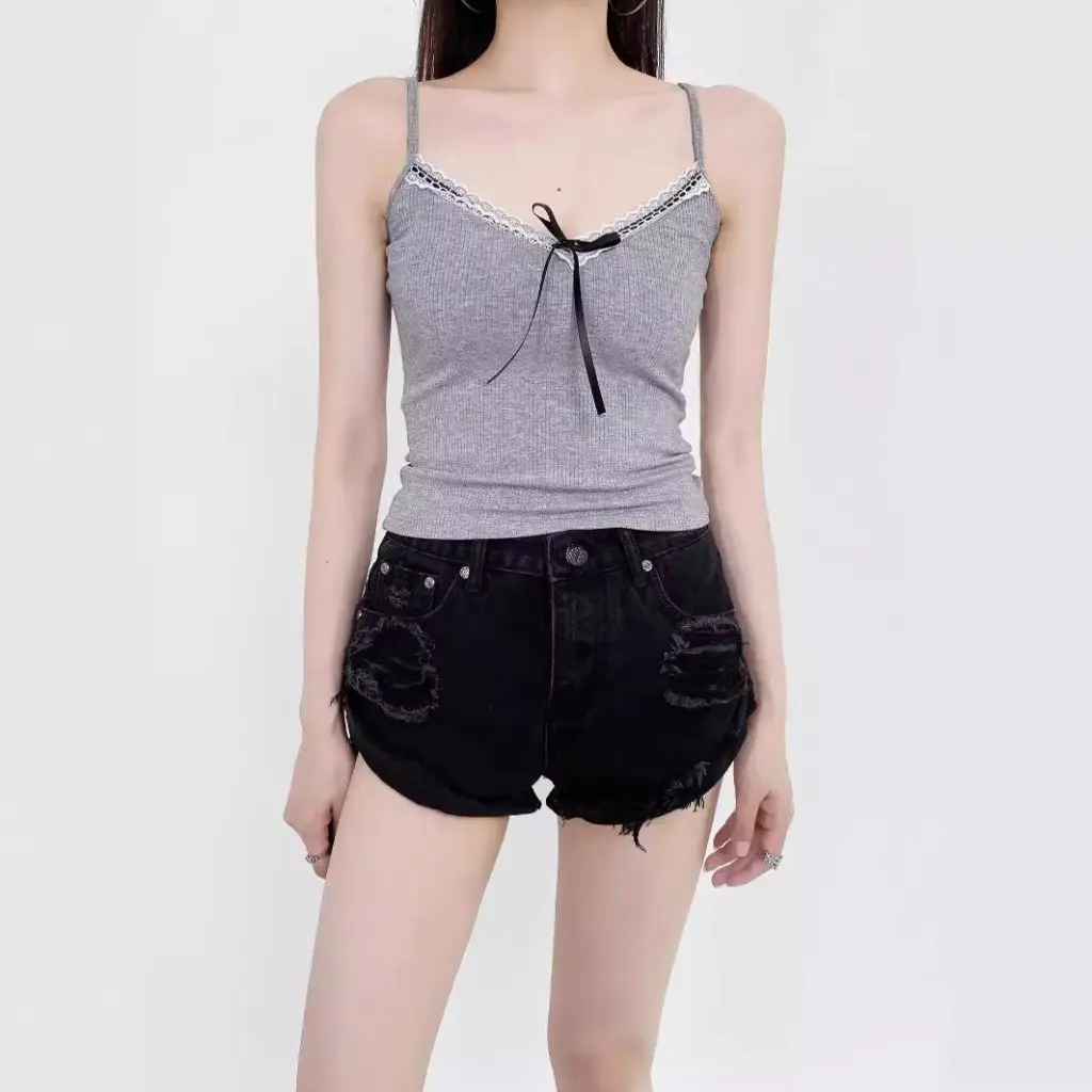 

Korean Style V-neck Lace-Up Camisole Women's Slim Top Pure Sexy Outer Wear Inner Wear New Arrival