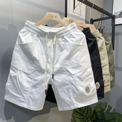 Men's Cargo Shorts Hiking Solid Male Short Pants Elastic Waist Strech 2024 Fashion Designer New In Vintage Elegant Wide