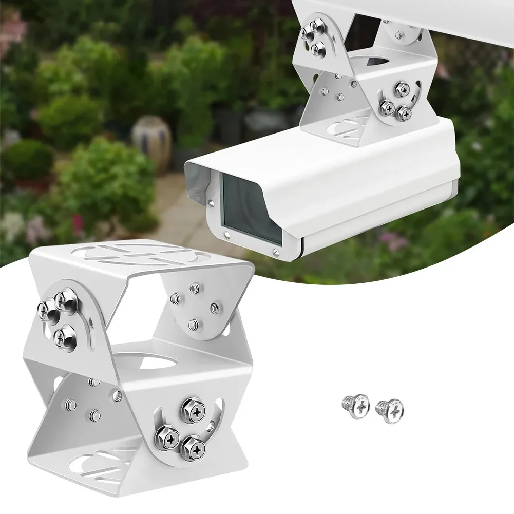 Steel Joint Mount for Security Cameras with 3-Axis Adjustable Design Compatible with LED Lights and Solar Panels White