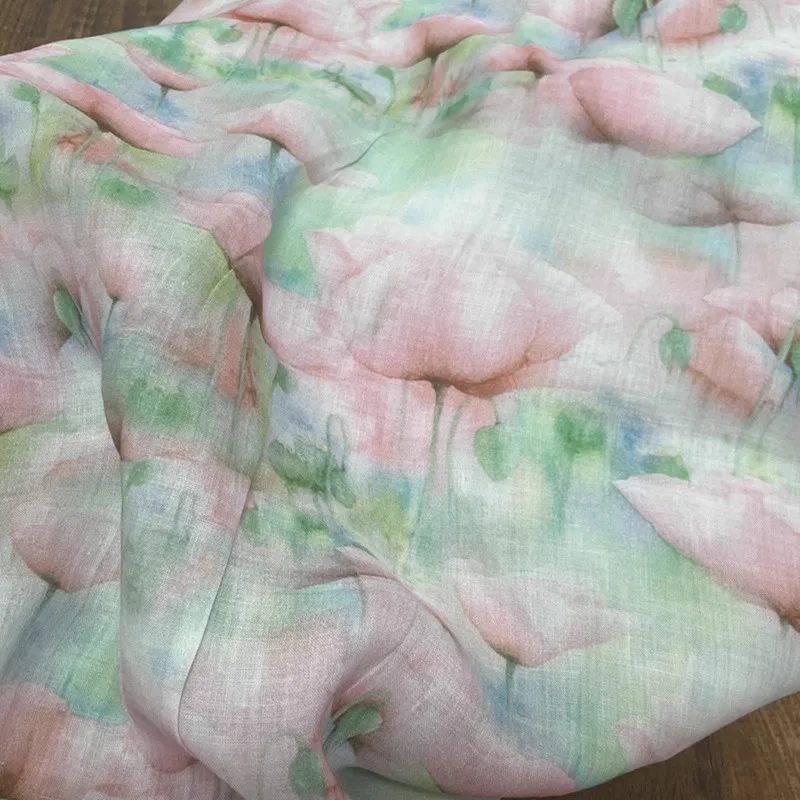 

1 ярд, высокое качество, новая натуральная ткань рами, красивый цветок, шитье, юбка, рубашка, сумка, ткань для одежды