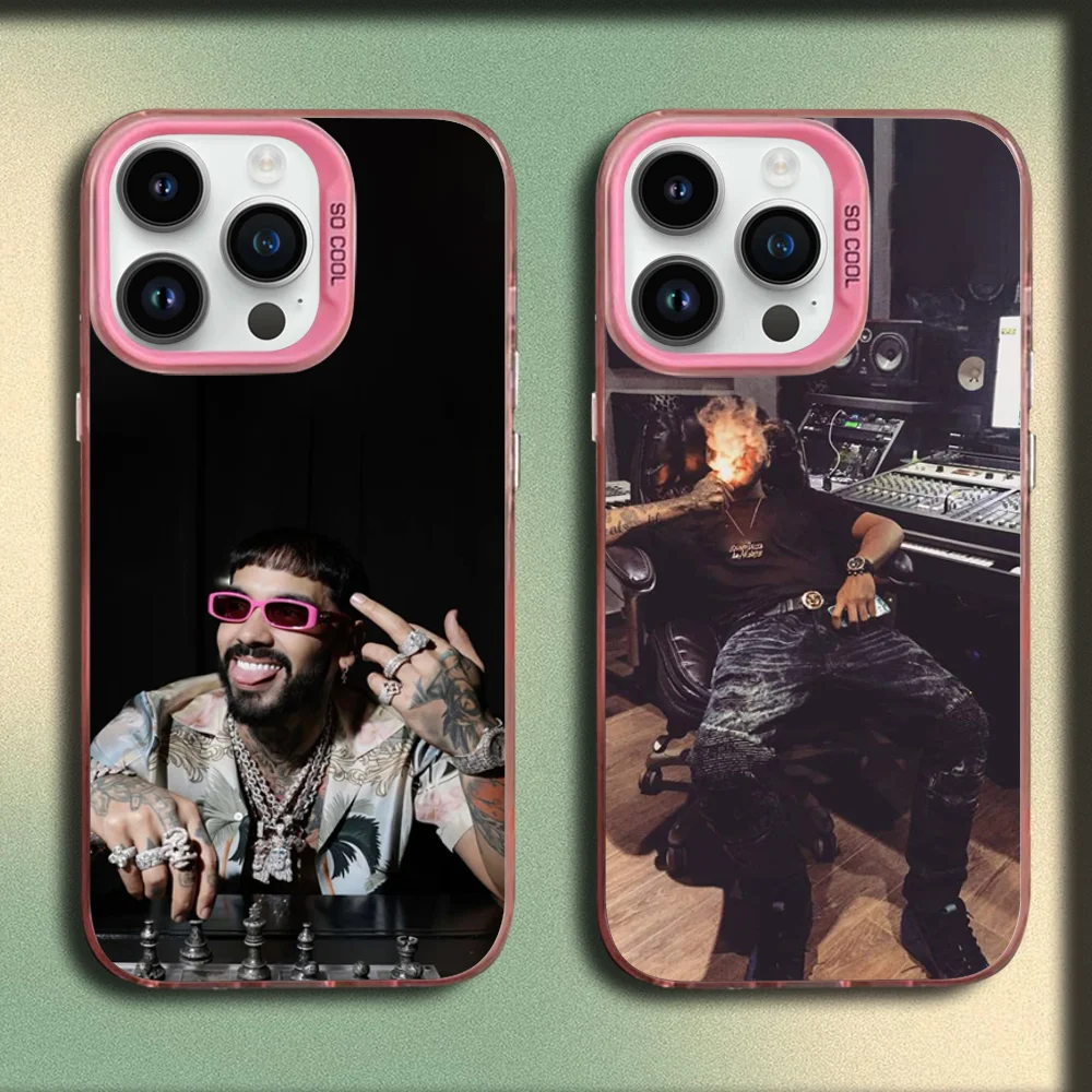 

Rapper A-Anuel AA Real Phone Case For iPhone 16,15,14,13,12,11,Mini,Pro,SE,MAX Pink Matte Silicone Cover