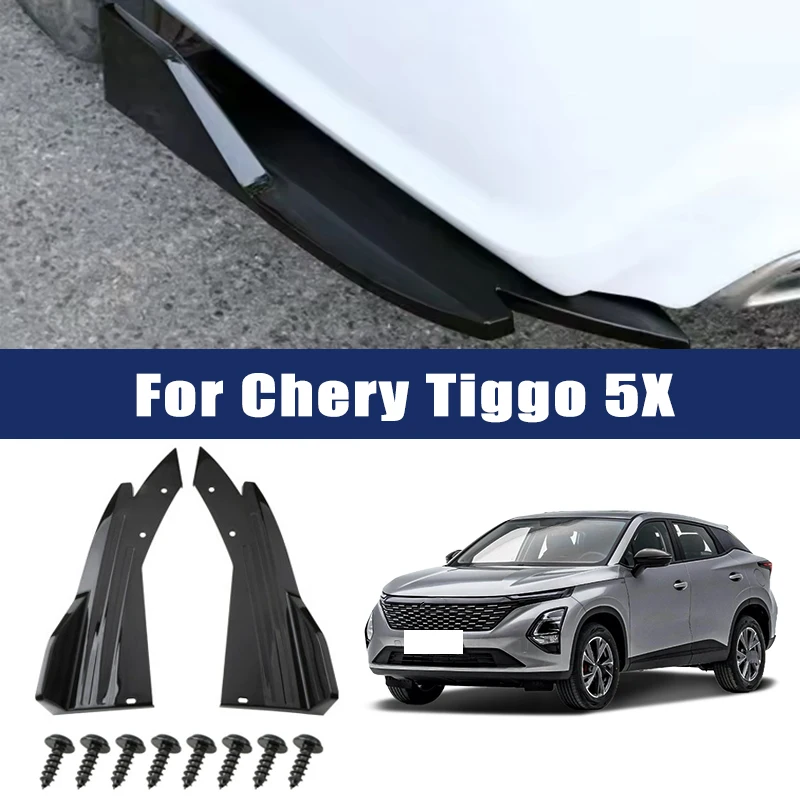 

2pcs Car Rear Bumper Spoiler Lip Carbon Fiber Wing Trim Anti-crash Diffuser Side Skirt Wrap Angle Splitter For Chery Tiggo 5X
