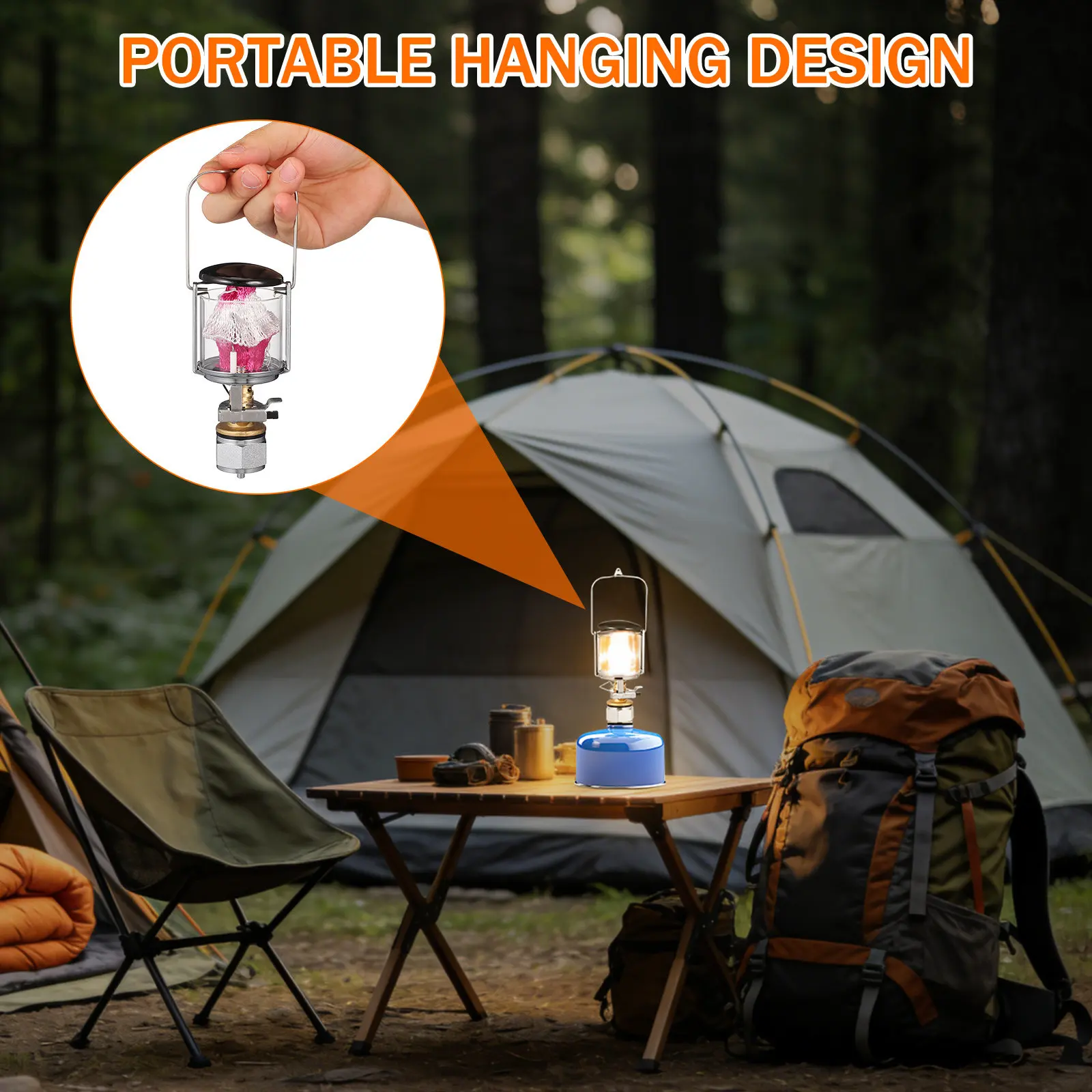 

1Set Portable Gas Lamp Camping Light Propane Lantern Outdoor Gas Powered Light for Tent Boating Fishing Barbecue Emergency