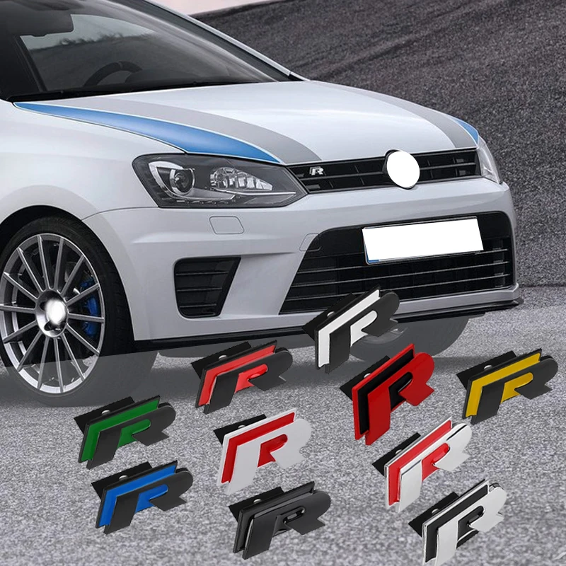 Metal Rline Emblem for Volkswagen VW CC Tiguan Beetle POLO Passat Car Badge Front Grille Rear Trunk Logo Stickers Accessories