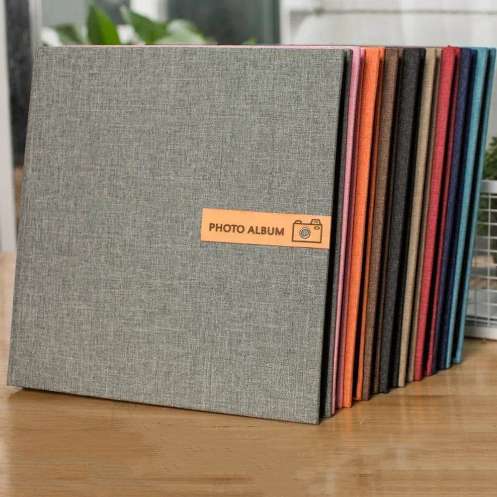 

16Inch Retro Linen Photo Album Handmade Self-adhesive Couple Book Laminated Adhesive Photo Album Birthday Family Wedding Gift