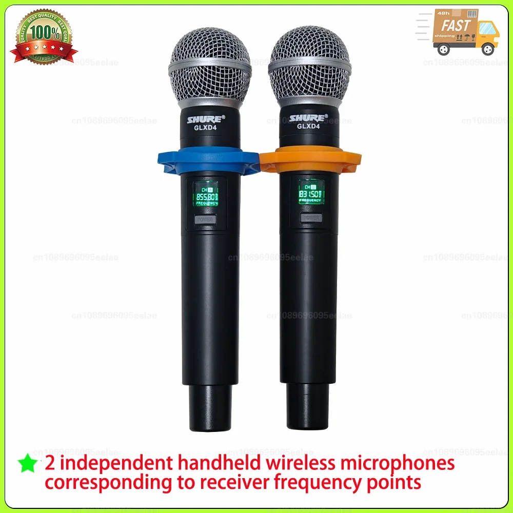 Shure GLXD4 UHF Wireless Microphone 2 Channel Fixed Frequency Points 831.5 and 855.8 MHZ Host Live Broadcast Handheld Microphone