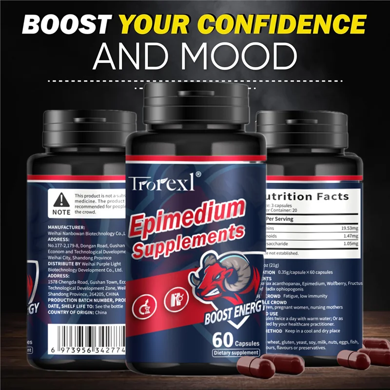 كبسولات الابيميديوم الطبيعية تعزز مكمل التحمل: تعزز القدرة على قوة الصباح (سر الصحة للرجال)