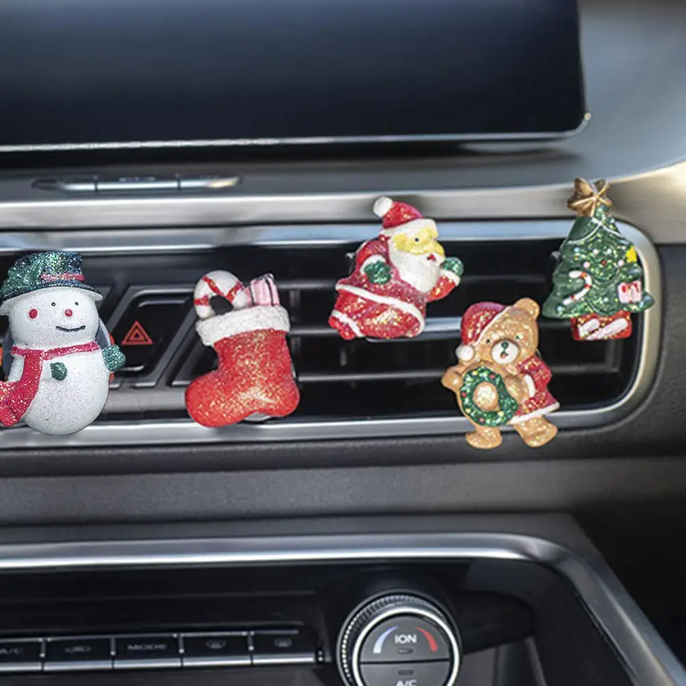 Festive Car Scent Diffuser Christmas Car Air Freshener Santa Claus Deer Snowman Stocking Shape Festive Vent Clip for Merry