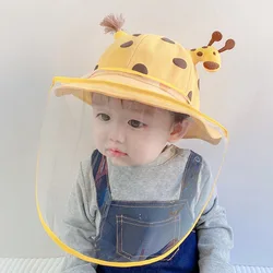 Spring, Summer and Fall Season Baby Cute Cartoon Giraffe Protective Face Mask Shade Children Anti-droplets Fisherman Hat