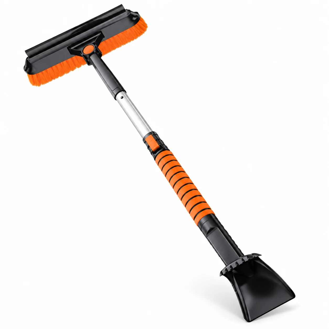 3-in-1 Telescopic Car Snow Brush with Ice Scraper & Squeegee, 360° Rotating Head for Windshield SUV Winter Cleaning