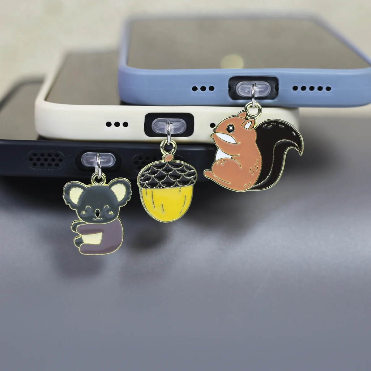 Mobile Phone Dust Plug Squirrel Pinecone Koala Ornaments Pendants, Mobile Phone Accessories Decorations For IPhone Type-c Port