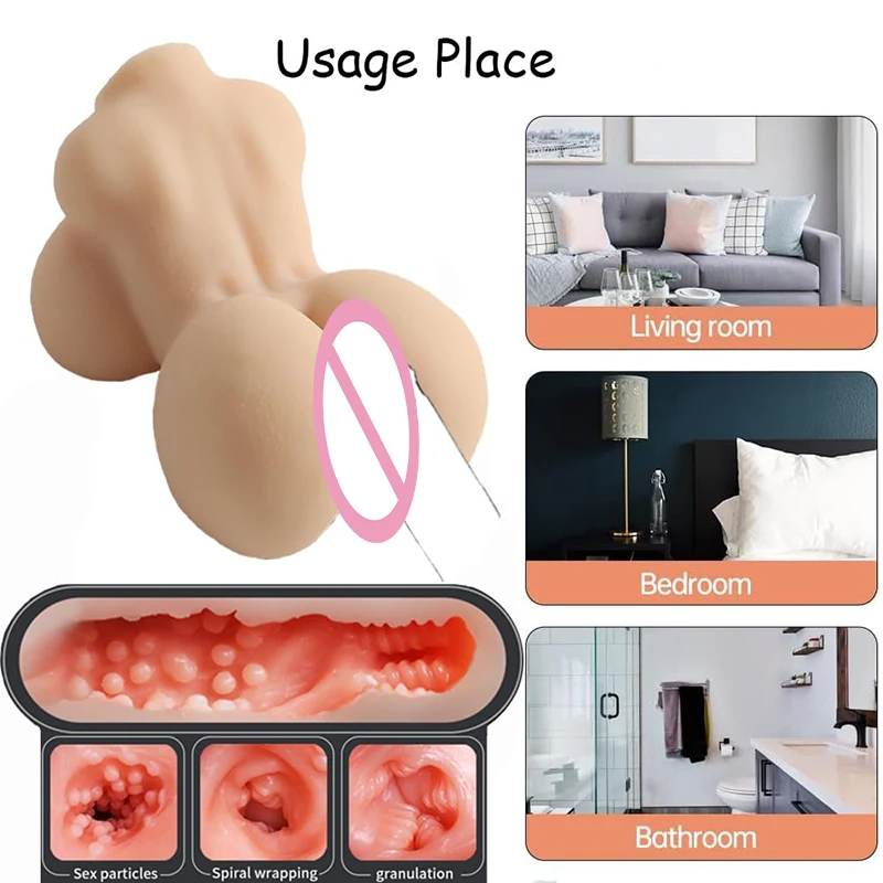 Vividly realistic small torso sex doll with breasts; lifelike TPE material mini adult sex doll with built-in pocket-style vulva/