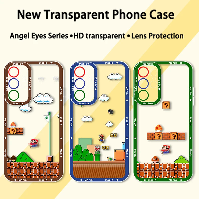 Cartoon Game Super Mario For Samsung Galaxy S23 S22 S21 S20 Pro FE Ultra A23 A52 A53 A71 Angel Eyes Transparent Phone Case image 4
