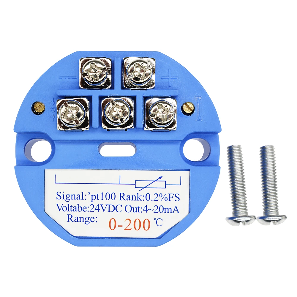 PT100 DC24V Thermal Resistance Temperature Transmitter Type to 4-20mA -50-50 0-50 0-100 200 300 Degree RTD Input 4-20mA