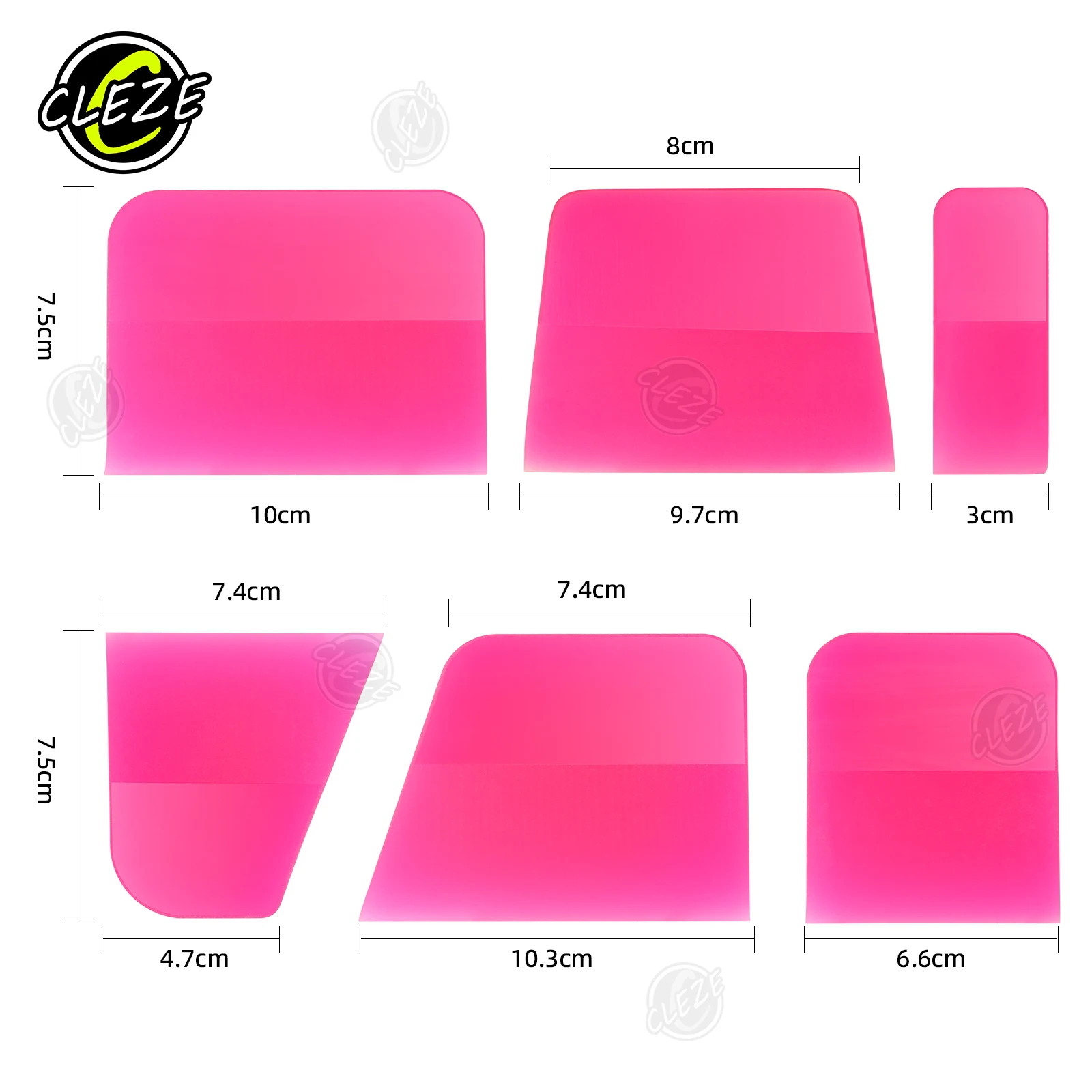 CLEZE 6PCS PPF Squeegee Kit TPU Rubber Squeegee Set Car Paint Protection Film Installation Scraper Tools Window Tint Wrap Tool