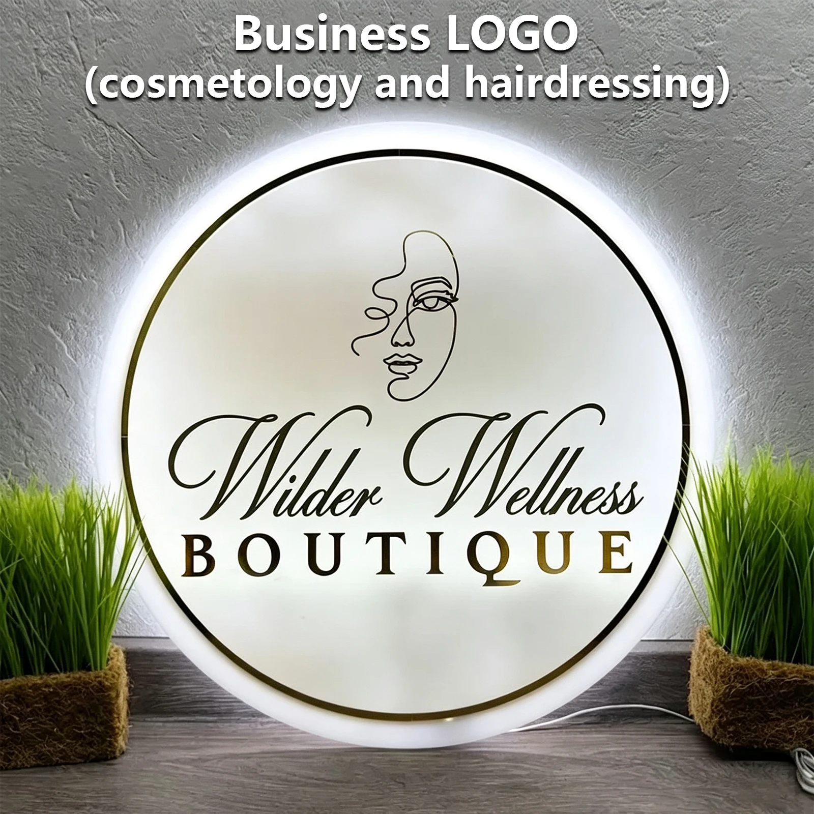 Custom Personalized Circle Acrylic Business Logo Sign  Hair Salon Cafe Bar Welcome Sign Round Front Door Sign Name Sign Decor