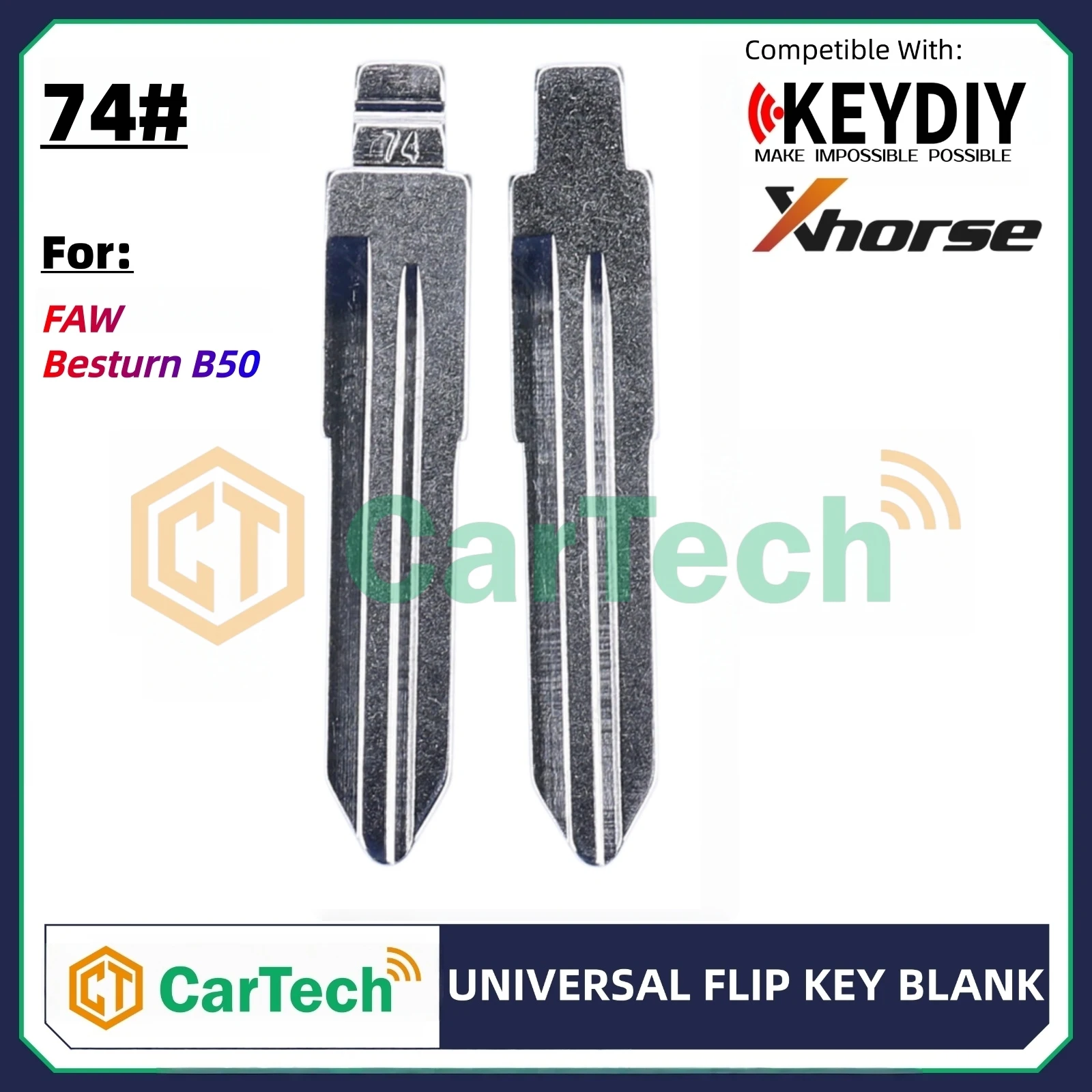 Cartech  74# Uncut Flip Blank Key Blade for KEYDIY KD XHORSE VVDI Universal Remote Fit FAW Besturn B50