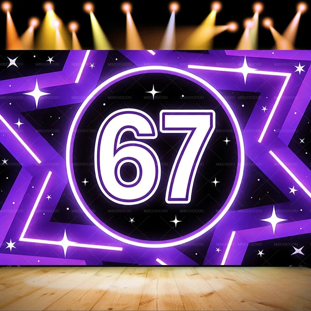 Purple Hexagonal Star Sparkling Star Theme No.67 Football Sports Backdrop, Birthday Party, Party Decoration Photography Backdrop