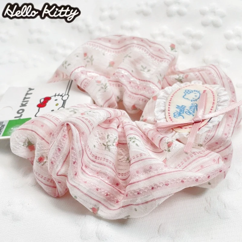 HelloKitty Sweet Floral Hair Tie, Korean-Style Fabric Scrunchie, Cute and Fresh Hair Accessory for Girls view 4