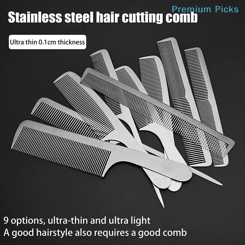 Barber Professional Stainless Steel Silver Hairdressing Comb Anti-static Men Haircut Clipper Ultra-thin Comb Salon Styling Tool