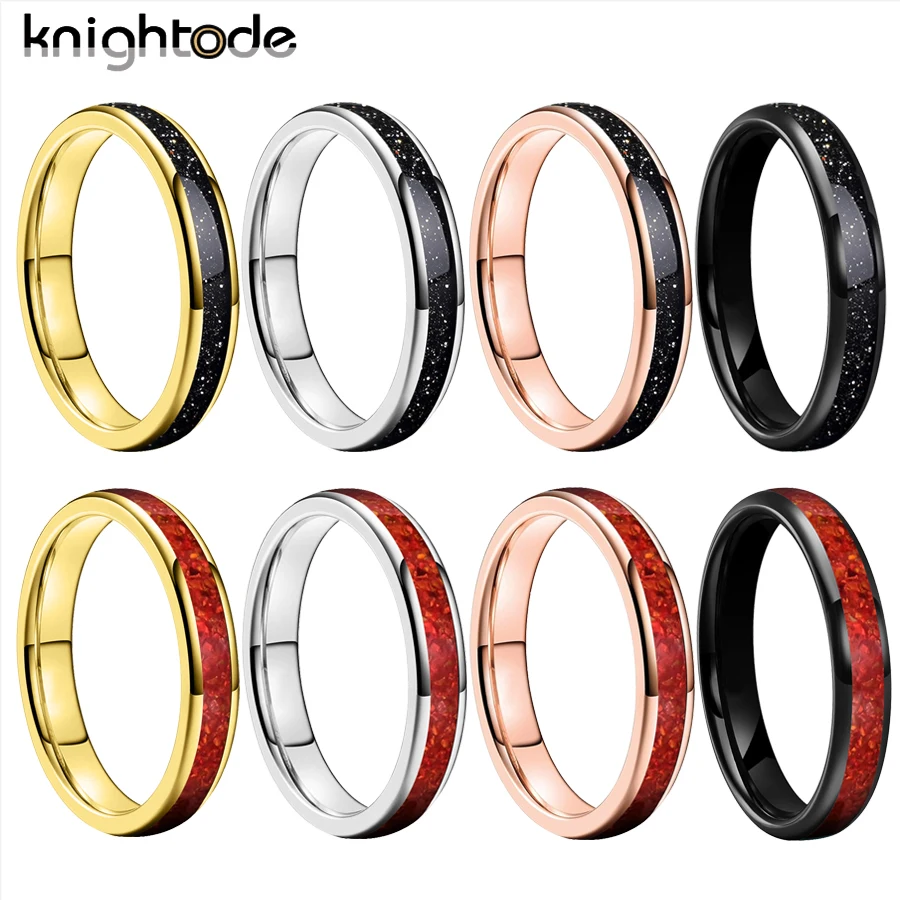 

4mm Gold Silvery Rose Black Tungsten Carbide Rings Galaxy And Red Opa Inlay Men Women Wedding Band Domed Polished Comfort Fit