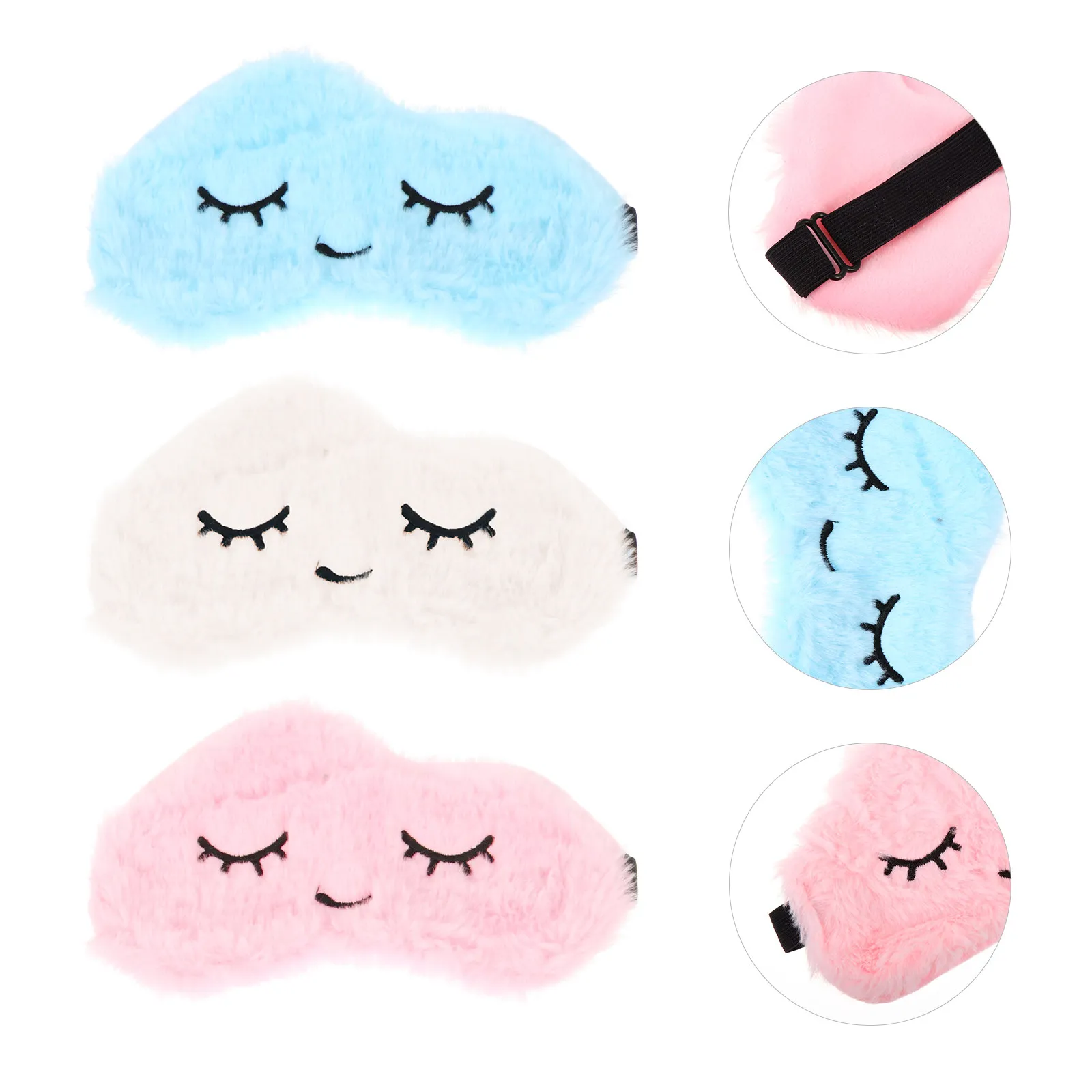 3Pcs Cartoon Eye Mask Sleep Eye-Shade Shading Blindfold for Light Blocking Soft Satin Sponge Design Ideal Gift for Family