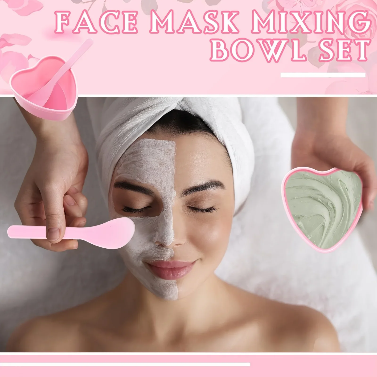 8-teiliges Herzförmiges Masken-Mischset mit Spatel, Rosa Plastik-Gesichtsmasken-Mischwerkzeug-Set, DIY Hautpflege Schlamm-Pulver Rührset – Detail 5