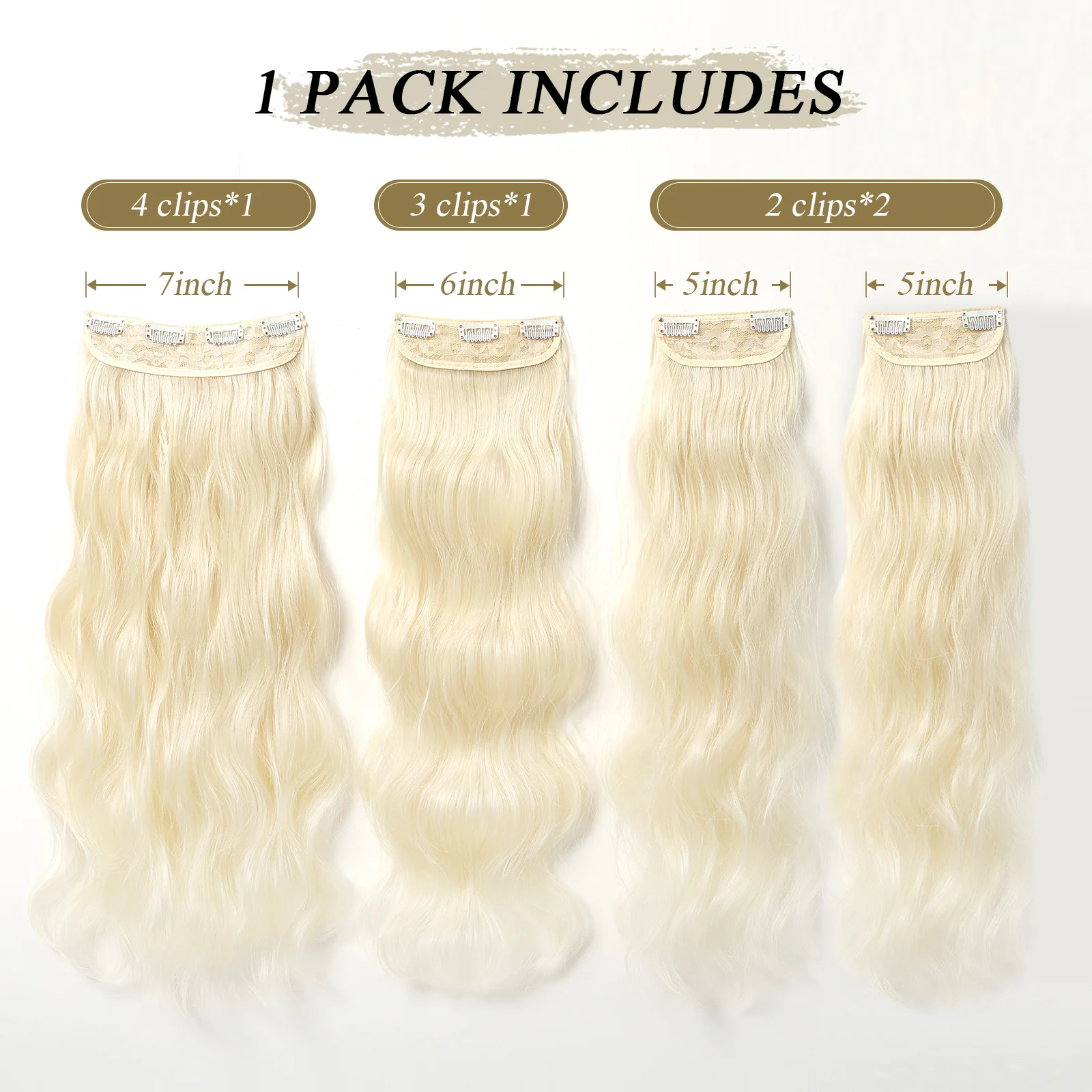 EASIHAIR 4 sztuk/zestaw 22 Cal włosy syntetyczne włosy doczepiane Clip In blond długie faliste grube treski dla kobiet włosy Cosplay